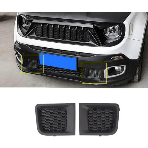 Front Bumper Grille Air Intakes Cover Mesh Trim Outlet Decorative For Jeep Renegade 2015-2018 Car External Accessories ABS Black