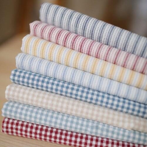 DIY Japan Little Cloth Group Yarn-dyed fabric,for Sewing Handmade Patchwork Quilting ,Grid Stripe Dot 50x70cm