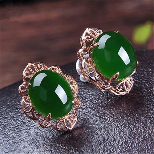 MOONROCY Rose Gold Color Green Opal Earrings Vintage Oval for Women Girls Gift Dropshipping Hollow Party Jewelry Wholesale