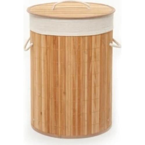 Folding Natural Oval Bathroom Bamboo Laundry Dirty Cart CHK520B