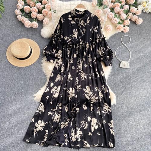 VANOVICH European Women Dress Pluz Size Spring and Autumn New 2022 Ladies Dress Long Sleeve Print Casual Women Clothing