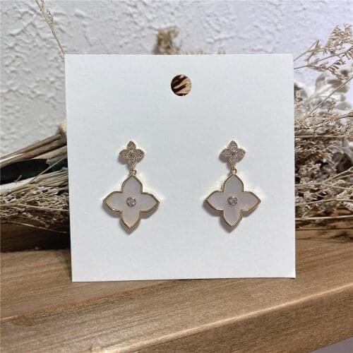 SHELA Flower Leaf Earrings For Women Natural Shell Zirconia Fashion Jewelry Dangle S925 Sterling SilverPin High Quality