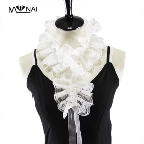 Women’s Goth Lace Fake Collar Vintage Ruffle Collars Victorian Neck Ruff Gothic