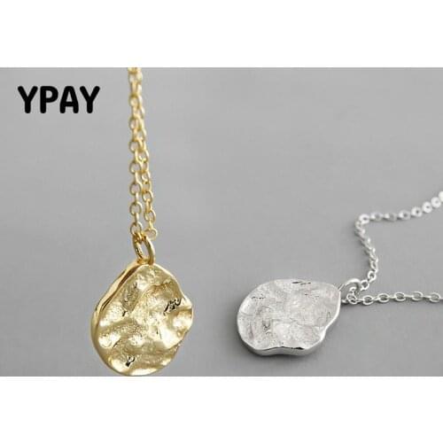 YPAY 100% Genuine 925 Sterling Silver Necklaces for Women Korean INS Irregular Pendant Necklace Fine Party Jewelry Gift YMN186