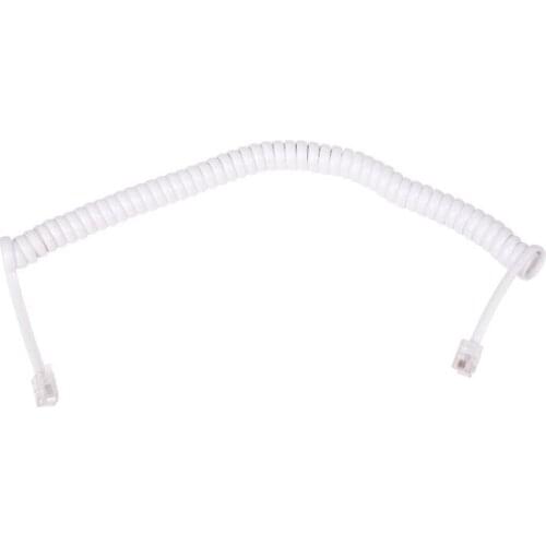 1.5M 4.9Ft White Stretchy RJ9 4P4C Handset Telephone Coiled Cable Cord