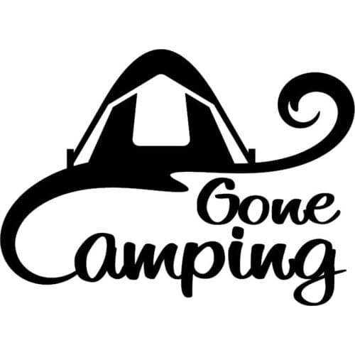 17.2CM*12.4CM Gone Camping Tent Car-Styling Stickers Decals Vinyl Black/Silver Nice-quality