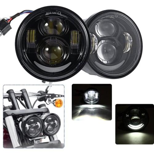 2 X 4.65" LED Headlight Low/High Beam Waterproof For Fat Bob FXDF