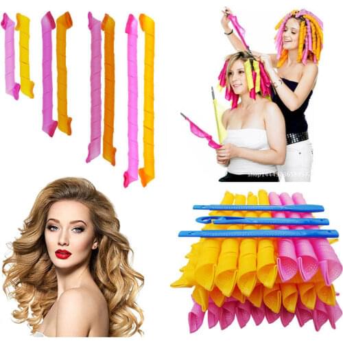 55cm DIY Hair Roller Magic Spiral Curls Styling Kit Soft No Heat Hairstyle Waver Curling Curler Stick Beauty Makeup Tool