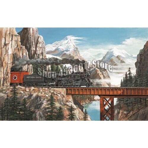 Diy Diamond Painting Full Square,Cross Stitch Diamond Mosaic Trains Landscape Mountain Art Paintings Home Decor Christmas gifts
