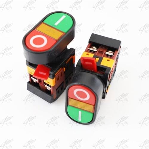 APBB22N 220V AC LED Yellow Light ON/OFF START STOP Momentary Push Button Switch 22mm 1 NO NC