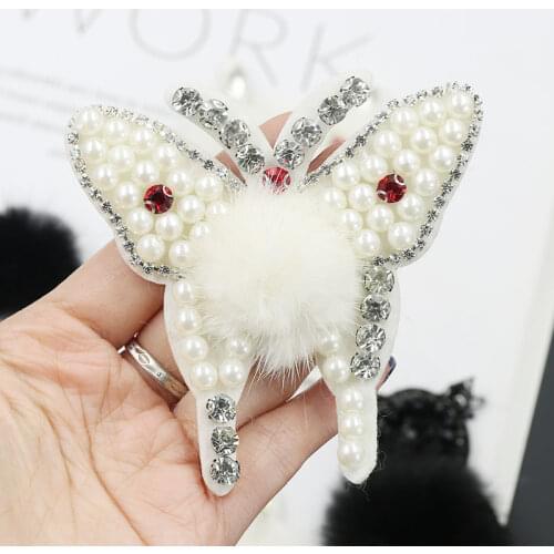 Butterfly Appliques Beaded Stripe Embroidered Patches for Clothes Pearl Badges Stickers Sewing Patch Applications for Clothing