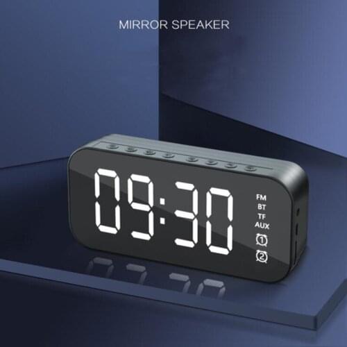 Wireless Bluetooth LED Mirror Alarm Clock Digital Snooze Table Clock Calendar Snooze Function with USB Home Decoration Clock