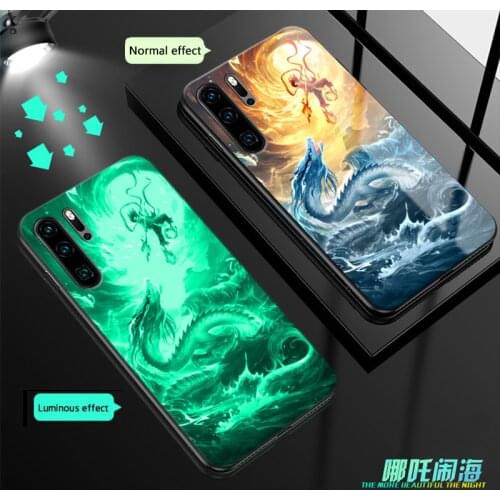 Luminous Glass Phone Cases For huawei P40 P30 Pro LIte Back Cover For huawei Mate 20 20X Mate 30 Pro Lite Night Shine Case Coque