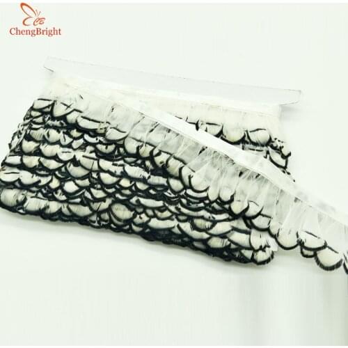 ChengBright Wholesale High Quality 10 Yards Natural Pheasant Feather Ribbon Feathers Trim Fringe Clothing Accessories Wedding W