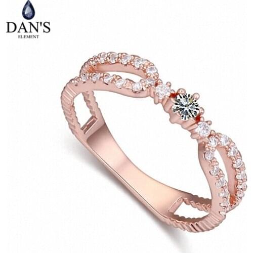 DANS Real Austrian Crystals Brand AAA Zirconia Micro Inlays Fashion Ring for women New Geometric 112282rose