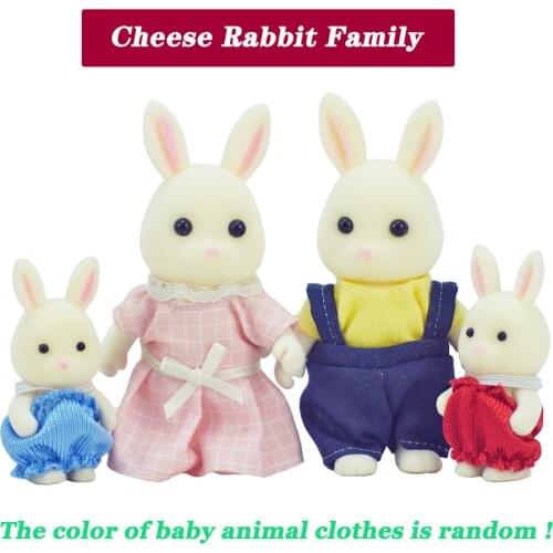 Kids Toys 1/12 DollHouse Accessorie Forest Animal Home Miniature Dolls 3.7 Inch Cheese Rabbit Family Collectible Toys For girls