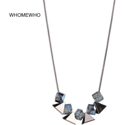 Long Snake Chain Triangle Metal Acrylic Delicate Minimalism Necklace Korean Fashion Neck Accessory Bridal Party Jewley