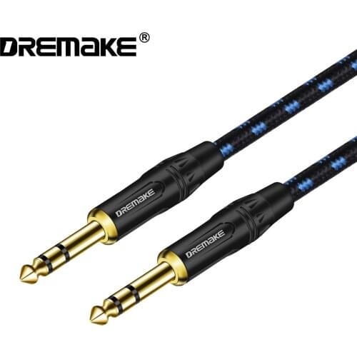 DREMAKE 6.35mm/6.5mm 1/4 Inch Amp Cord 6.35mm Straight Stereo Audio Balanced Instrument Patch Cable for Bass Amplifier Guitar