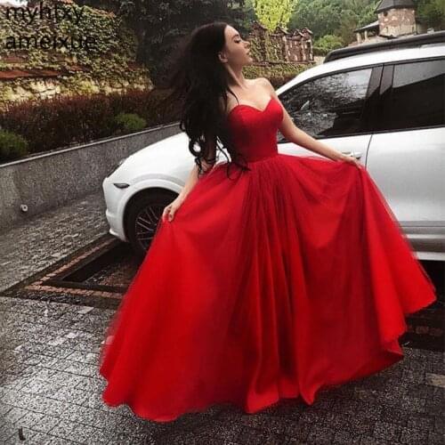 Custom Gorgeous A-line Prom Dresses Sweetheart Neckline Simple Red Princess Long Wedding Dinner Formal Party Gowns Dress Elegant