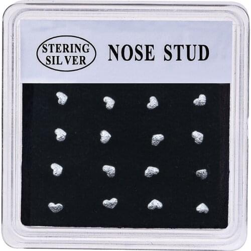 20Pcs Fashion Charm Heart Shape Nose Studs Pin Rings Nose Piercing Body Jewelry Puncture Ball Pin End for Women Girl Wedding