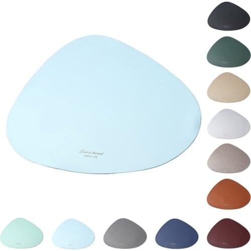 Table Bowl Mats Faux Leather Placemat Waterproof Triangular Insulation Coaster Pads Heat Resistant Placemat for Dining Table