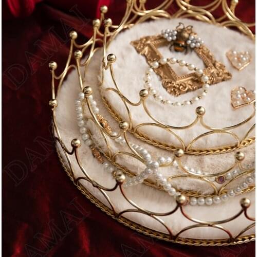 Metal Crown Storage Trays Hollow Out Decorative Cosmetic Container Dressing Table Jewelry Organizer Home Decoration Ornaments
