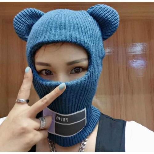 Richkeda Store New 2021 Multi Functional Mouse Ski Mask Winter Warm Knit Cap Balaclava Mask Artificial Wool Hats Adult Men