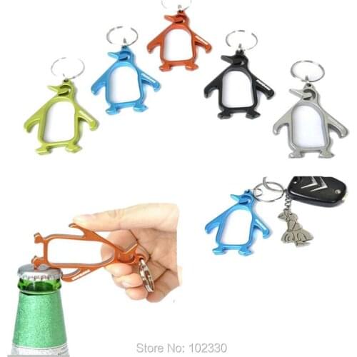 Multifunction Creative Cartoon Penguin Aluminum Alloy Bottle Opener With Keychains Key Chain Random Color S201735