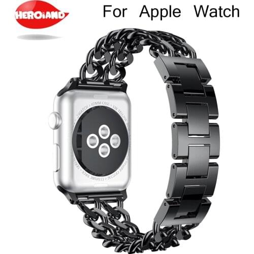 Fashion Cowboy Chains for watch Series4 40mm 44mm Watch bands Stainless Steel Bracelet band For Apple Watch Series 1 2 3 38/42mm