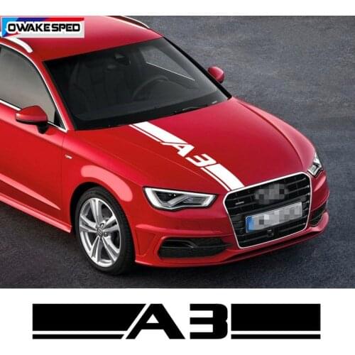 Car Hood Bonnet Sticker For Audi-A3 TDI Hatchback Sedan Roadster Coupe Sport Racing Stripes Auto Engine Cover Decor Vinyl Decals