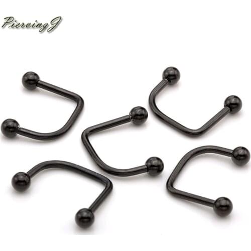 PiercingJ 10pcsFashion Lippy Loop Lip Monroe Labret Ring Body Piercing Jewelry Black Color Nose Ring Hoop nose For Girl Men Body