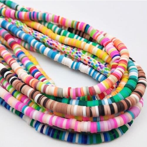 Length 400mm/Diameter 4mm Diy Flat Round Beads Polymer Clay Chip Loose Spacer Handmade Bead For Jewelry Making Bracelet necklace
