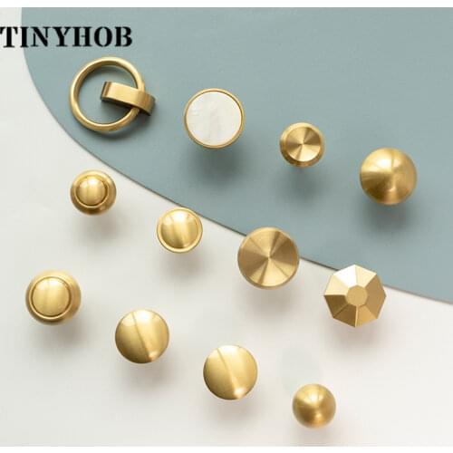 Various Small Cupboard Door Knobs Brass Kitchen Cabinet Pulls Gold Dresser Drawer Furniture Hardware Kitchen Accessories