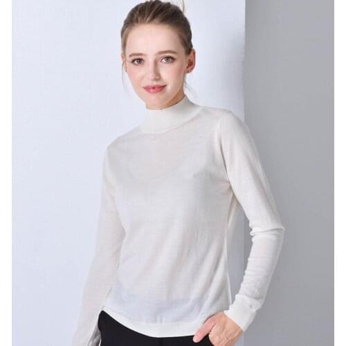 White wool turtleneck sweater women Korean style pull fem me 2019 Autumn winter knitwear pull over plus size slim fit casual