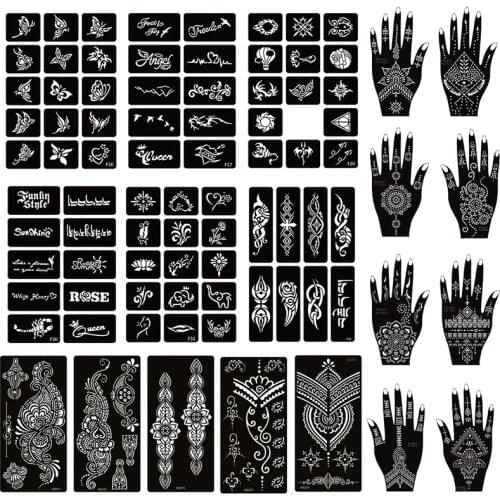 Xmasir 36 Sheets Airbrush Tattoo Stencil for Henna Body Art Painting,Temporary Glitter Tattoo Templates Kit for Kids Adults