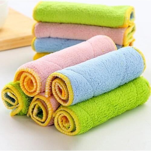 1Pc Absorbent Microfiber Towel Absorbent Cloth Non-stick Oil Dish Towel Dish Cloth Kitchen Cleaning Thickening Wipe Tablecloth
