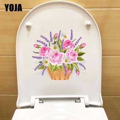 YOJA 23.5×21.9CM Rose Flower Basket Bedroom Decor Wall Stickers Fashion Toilet WC Accessories T1-3056