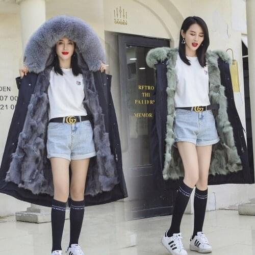 Korean Fox Clothes 2020 Fashion Real Fur Parka Winter Coat Women Manteau Femme HL002 YY2086