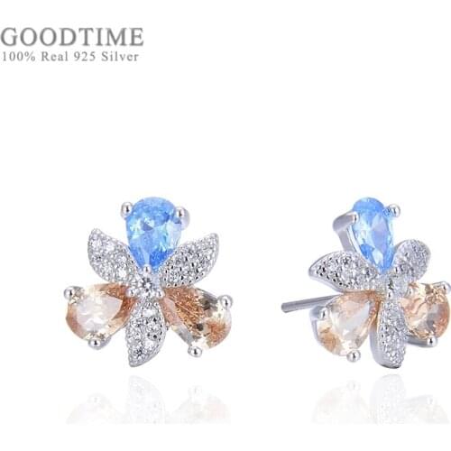 Fashion Women Earring 925 Sterling Silver Jewelry Pearl Earrings Girl Colored Crystal Zircon Earring For Girl Party Dress Up