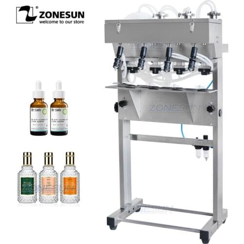 ZONESUN Vacuum Liquid Perfume Filling Machine Milk Water Eyewash Cosmetics Beverage Pneumatic Filler Bottle Filling Equipment