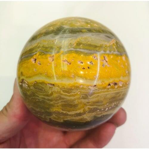 1pc Natural Crystals Quartz Bumblebee Sphere Energy Ball Reiki Stones Room Home Office Aquarium Decoration Accessories Gemstone