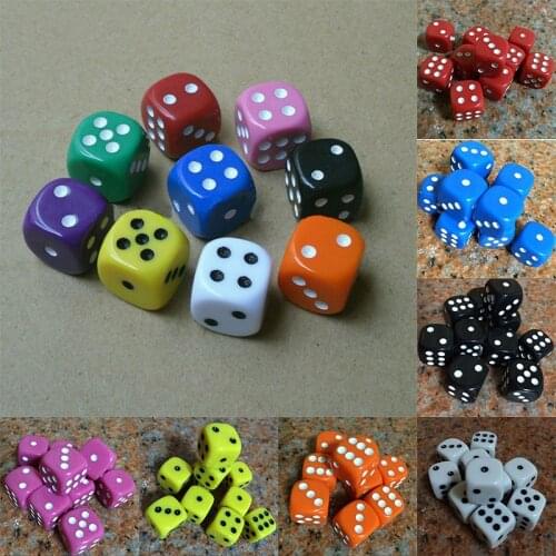 10Pcs 16mm Multicolor Acrylic Round Corner Dice 6 Sided Portable Table Games Dice Best Promotion