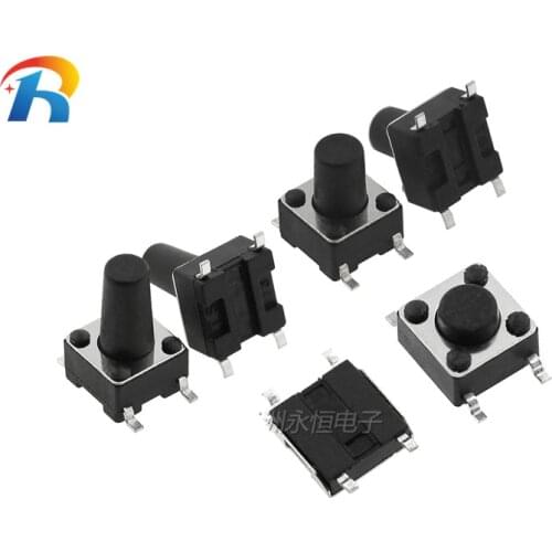 1000pcs 6*6 Tact Switch Tactile Push Button Switch Kit Height: 4.3/5/6/7/8/9/10/11/12/13MM SMD micro switch 6x6 Patch Key switch