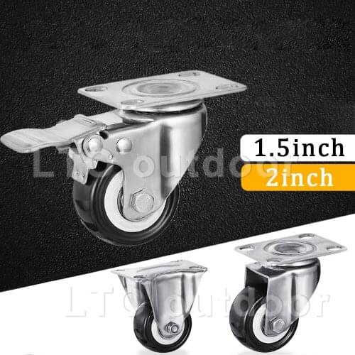 2PCS Stainless Steel Silent PU Universal Caster For Industrial Trolley Furniture Caster Home Accessories
