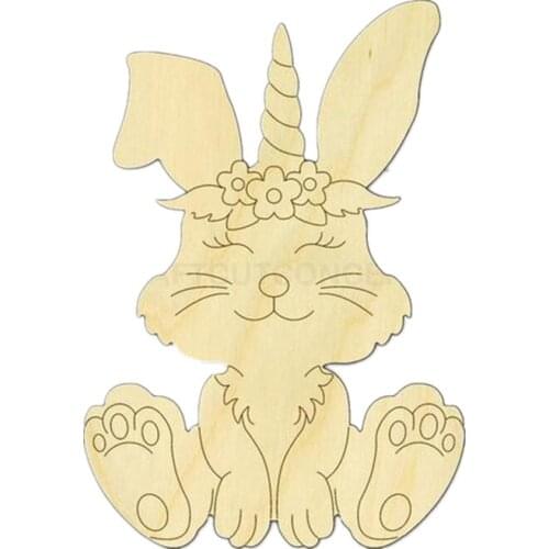 20pcs 4inch laser cut wood diy craft kit rabbit toy easter bunny