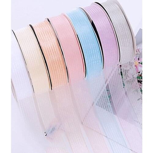 25mm/30 yards striped ribbon snow yarn handmade DIY headdress Hair bow Decoration bow bouquet gift wrap