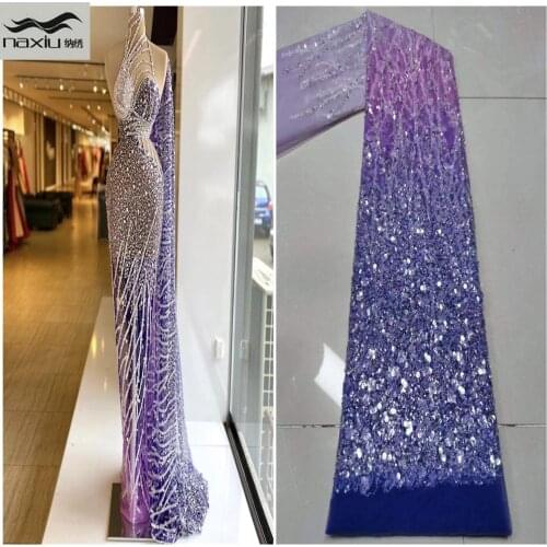 Madison African Lace Fabric 2021 French Heavy Beaded Lace Fabric Nigerian Sequins Embroidery Net Lace Fabrics For Bridal Dress