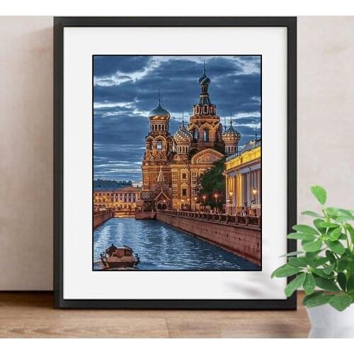 Diamond Embroidery Landscape Full Square/Round Diamond Painting Cross Stitch Church 3D Home Decoration DIY