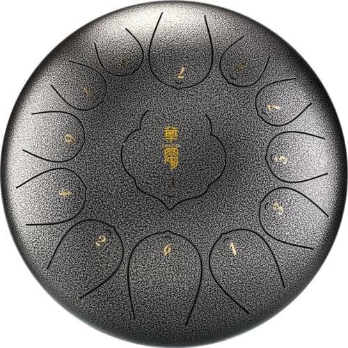 12 Inch 13 Note Steel Tongue Drum C Key Percussion Instrument Hand Pan Drum with Drum Mallets Carry Bag Yoga Meditation Gift