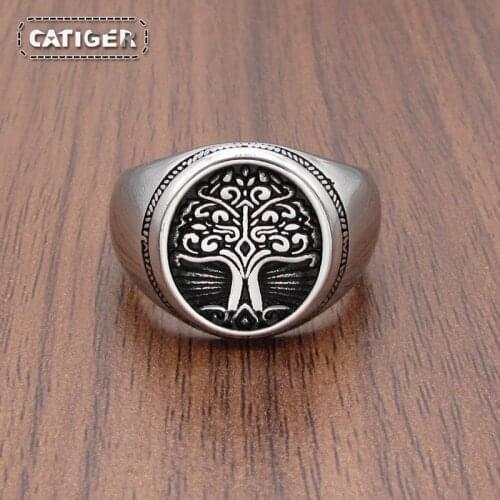 Free Shipping Punk 316L Stainless Steel Silver Color Tree of Life Signet Ring Classic Mens Viking Amulet Rings Nordic Jewelry